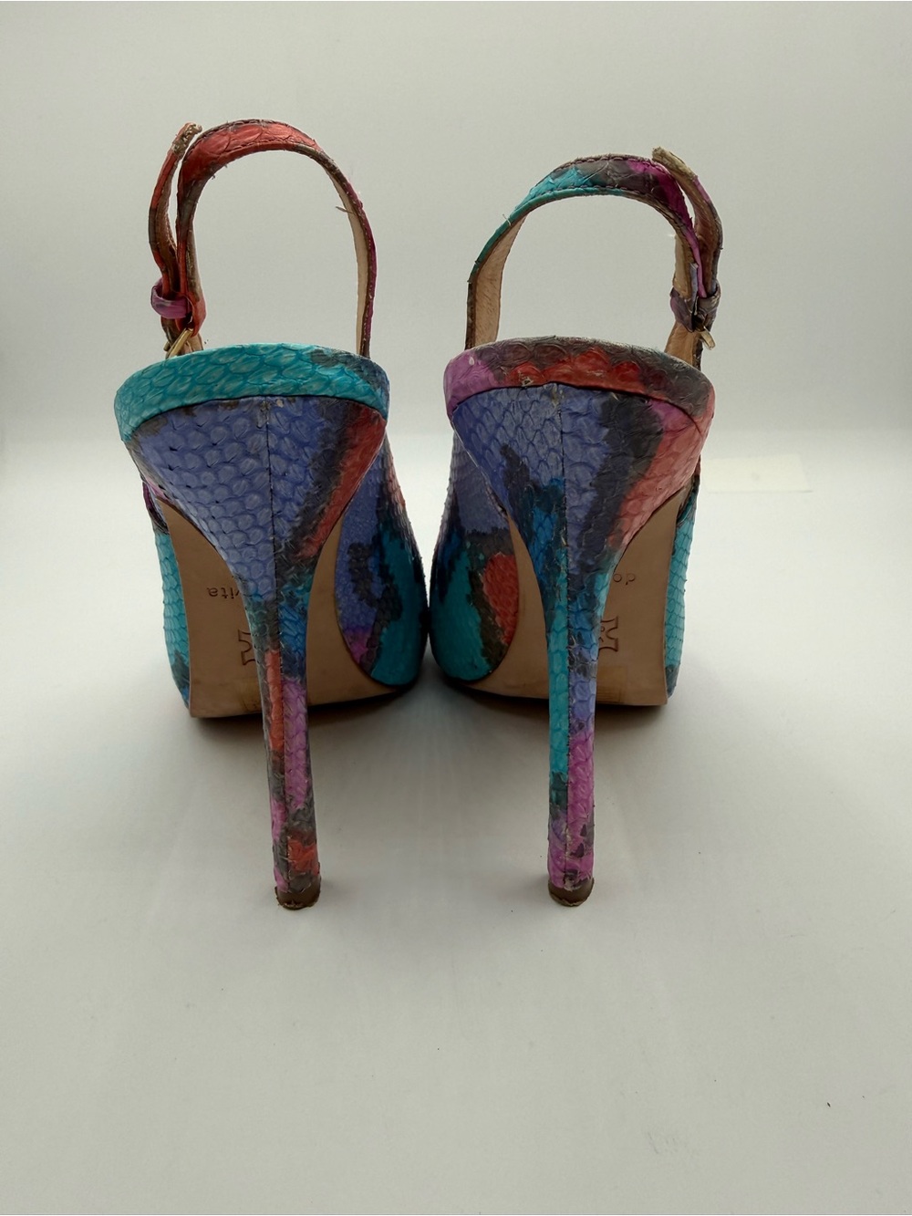 Dolce Vita Multicolor Snakeskin Slingback Heels | Pointed Toe Statement Stiletto - Picture 7 of 17